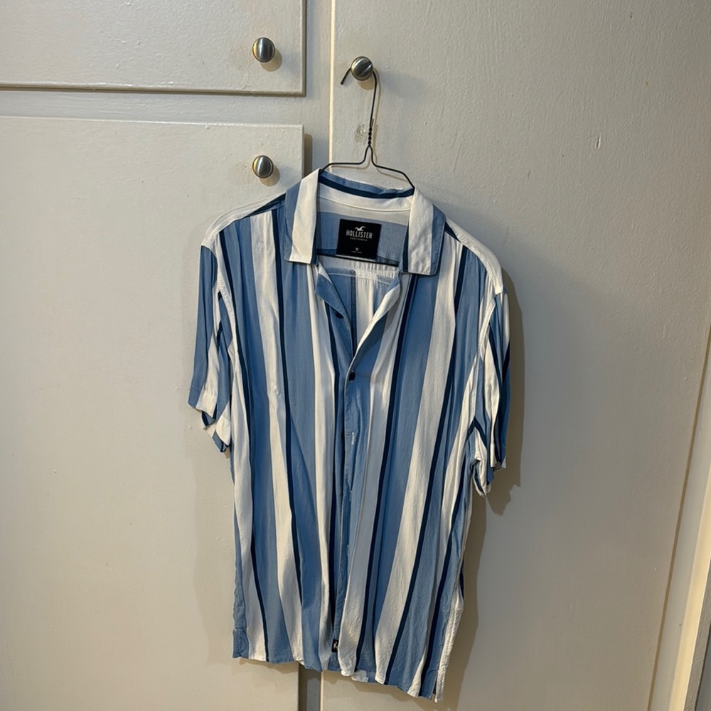 Hollister Blue and White Casual Button Down Shirt